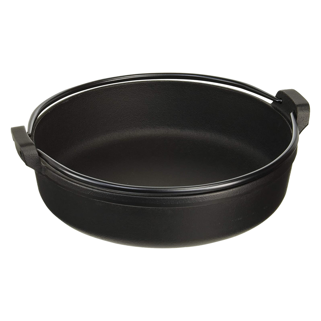 Nabe Cast Iron Wok Pan With Wooden Lid & Glass Lid Ø36 cm/6 L