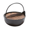 Cast Iron Yamaga Nabe Pot W/Wooden Lid, No Ladle included (Enamel Surface Inside, Not Suitable for Induction Heating or IH)