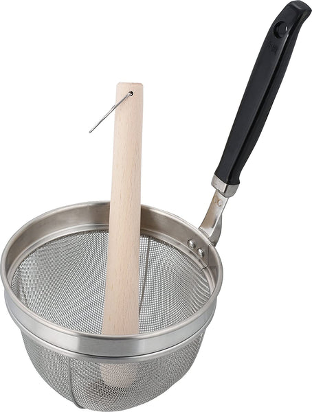 Stainless Steel Miso / Bouillon / Chinois Strainer with Wooden Pestle Set