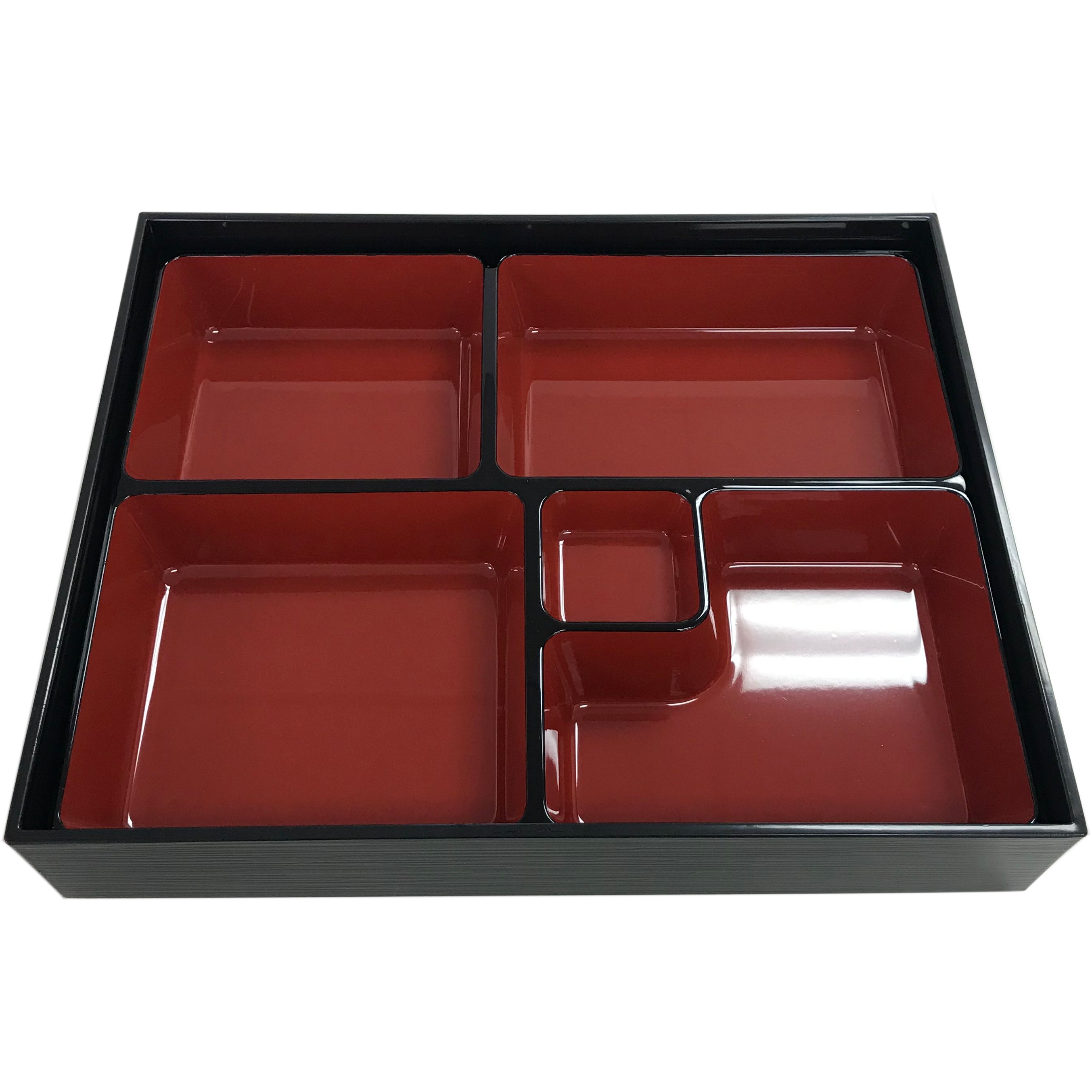 Black and Red Rectangular Bento Box